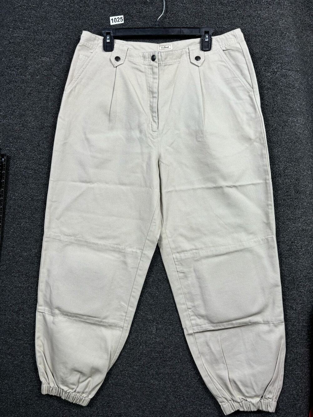 L.L Bean Jeans Women Size 18 Khaki High Rise Pleated Balloon Leg Slouchy